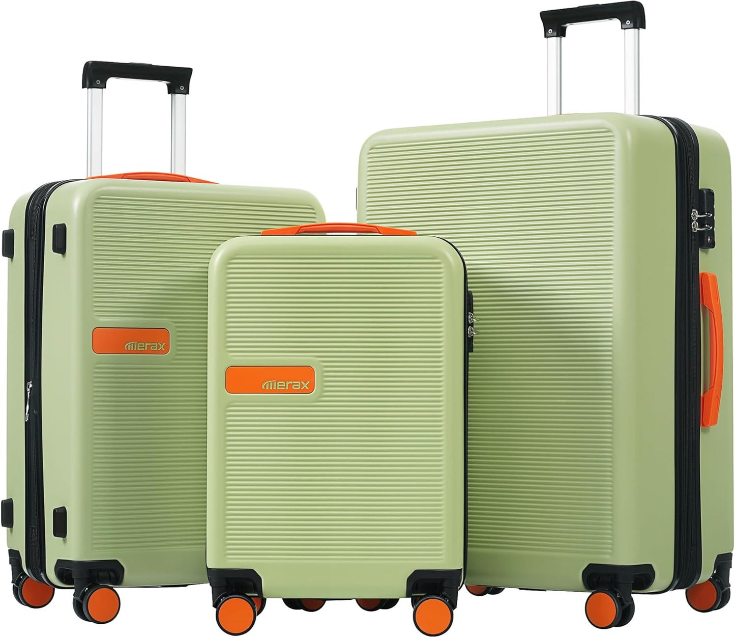 Merax Luggage Sets 3 Piece with TSA Lock Light Weight Hardside Expandable Spinner Suitcase Set, Green