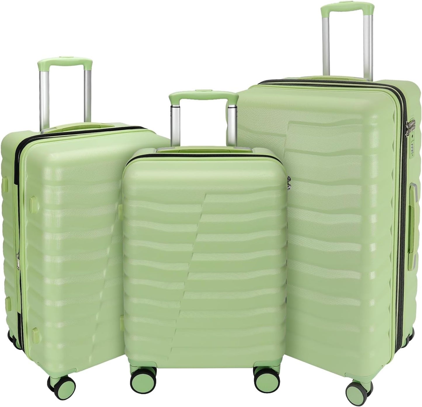 Lightweight Luggage with Spinner Wheels & YKK Zipper, 3-Piece