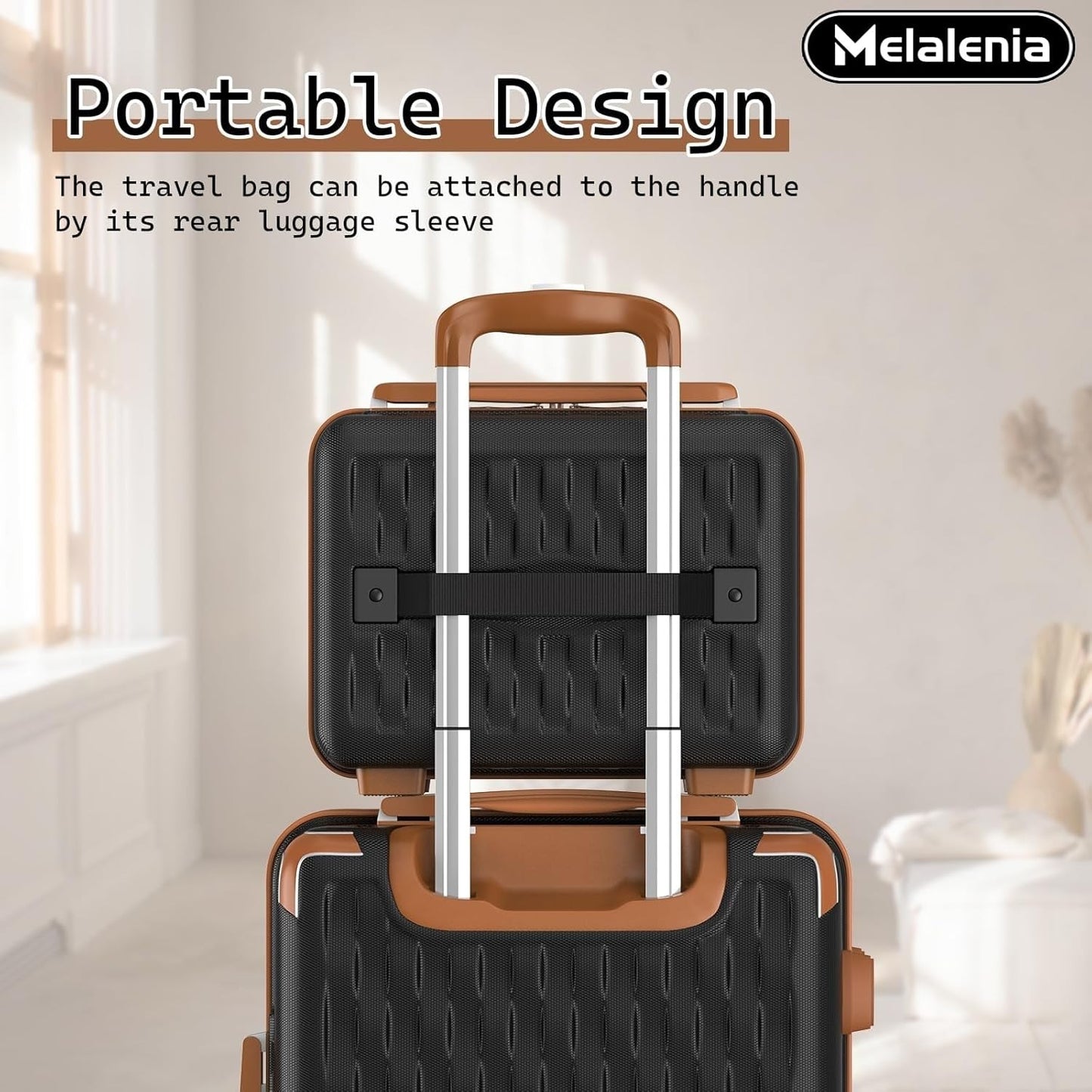 Melalenia Luggage Sets 7 Piece Suitcase Set, Black Brown