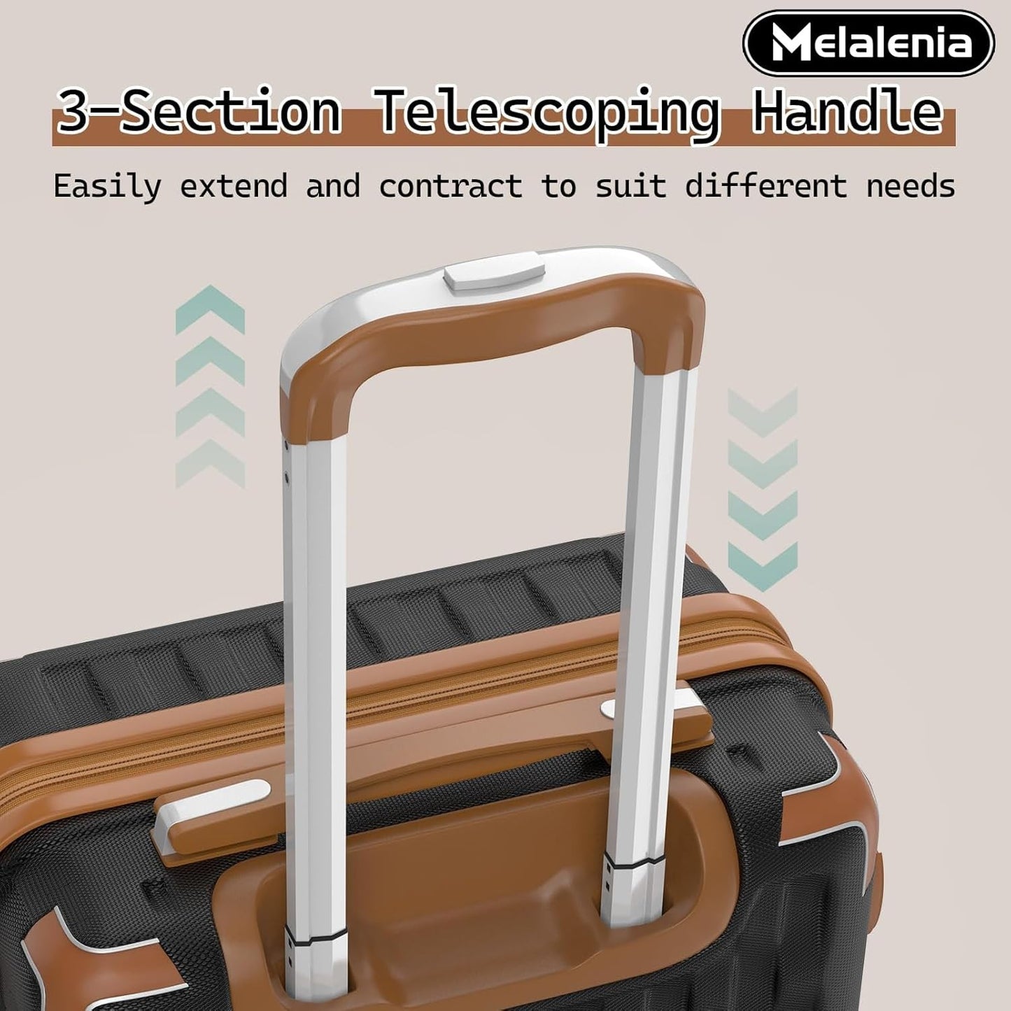 Melalenia Luggage Sets 7 Piece Suitcase Set, Black Brown